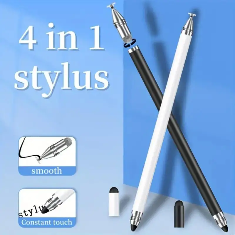 Premium Metal Styluses Pen with Fiber/Silicone/Disk Tip MultiDevice Compatible Digital Art Note Taking Tool for Creators F19E