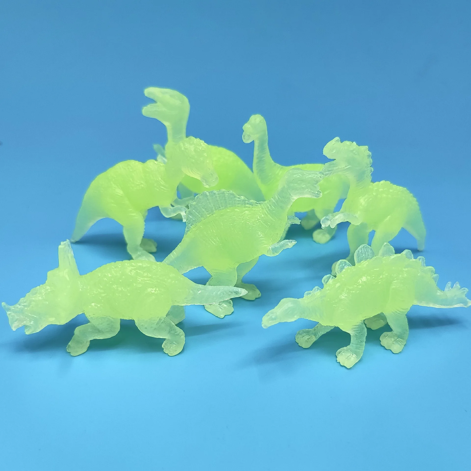 12Pcs Glow-in-the-dark Mini Dinosaur Toy Model Simulation Pterodactyl Triceratops Tyrannosaurus Rex Stegosaurus Toy Model