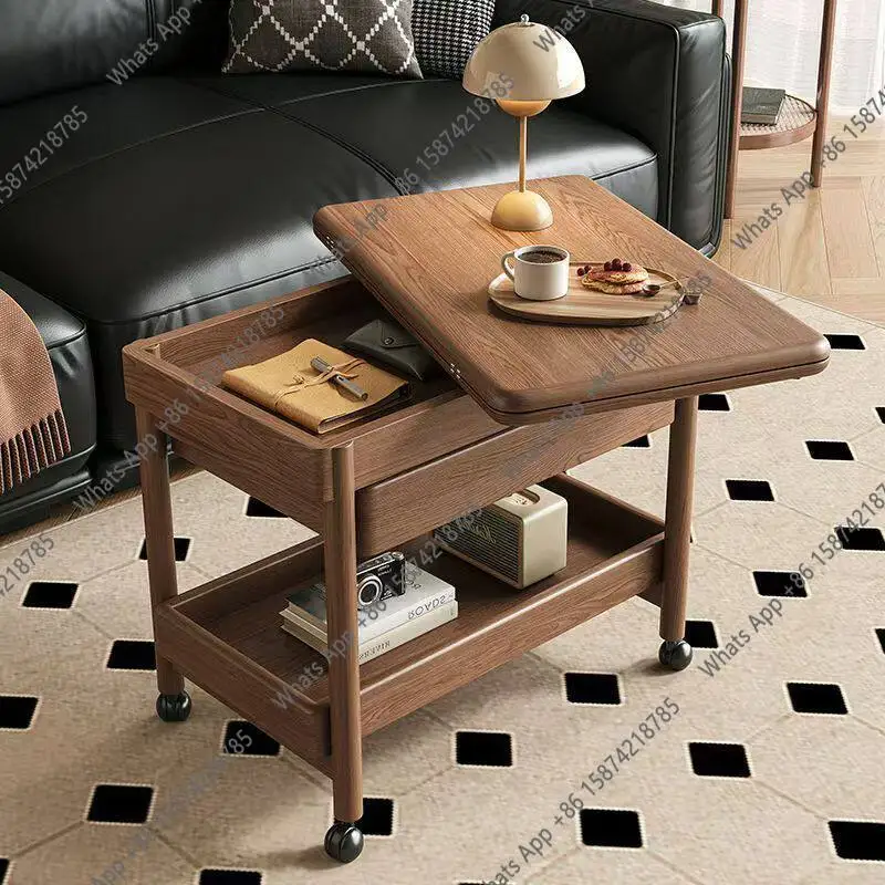 

Rt Living Room Mobile Coffee Table Solid Wood Living Room Household Small Apartment Folding Desktop Medium And Ancient Style Car
