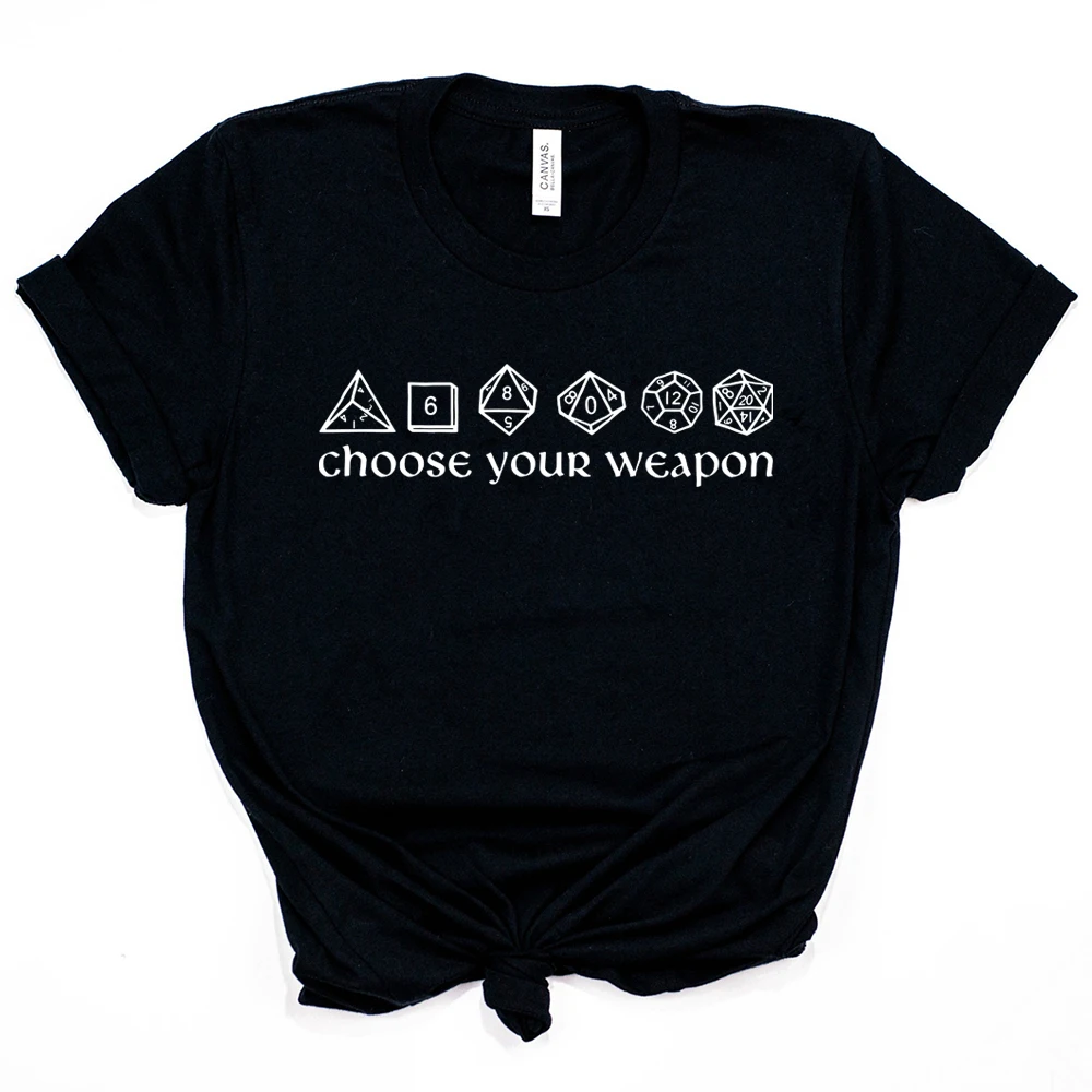 Choose Your Weapon T-shirt Funny DnD Dice Shirt Board Games RPG Gaming Tees Unisex Short Sleeve Tshirt Vintage D&D DM Tops Tee