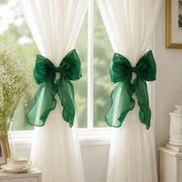 2 attaches de rideau en maille brillante avec nœud, sans perçage, style français, pour décoration intérieure, cordes décoratives pour rideaux 3