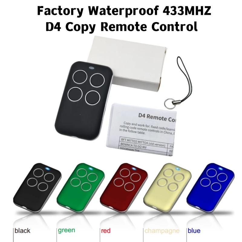 Factory waterproof 433MHZ D4 copy  Fixed Code Rolling Code Hcs301 Duplicate Multi Brand Remote Control For Garage Door