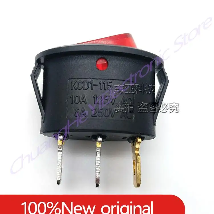 1-10Pcs/Lot Factory Direct Sales Ship Type Switch KCD1 Oval with Light 3 Pin 2 Gear 6A 250V 10A 125V Warping Switch