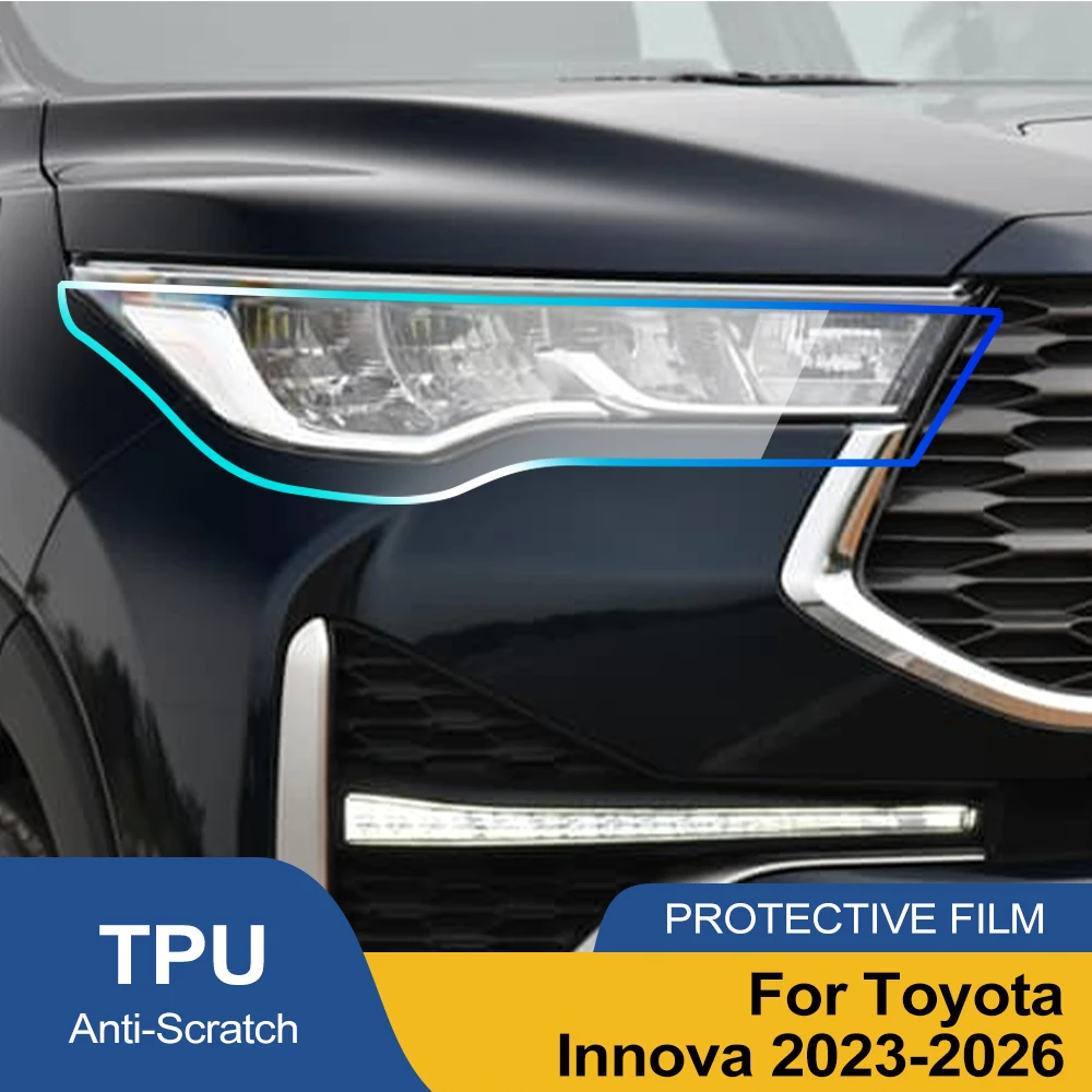 TPU Car Headlight Protective Film for Toyota Innova 2023-2026 Smoke Black PPF Pre Cut Anti-Scratch Headlight Vinyl Wrap Film
