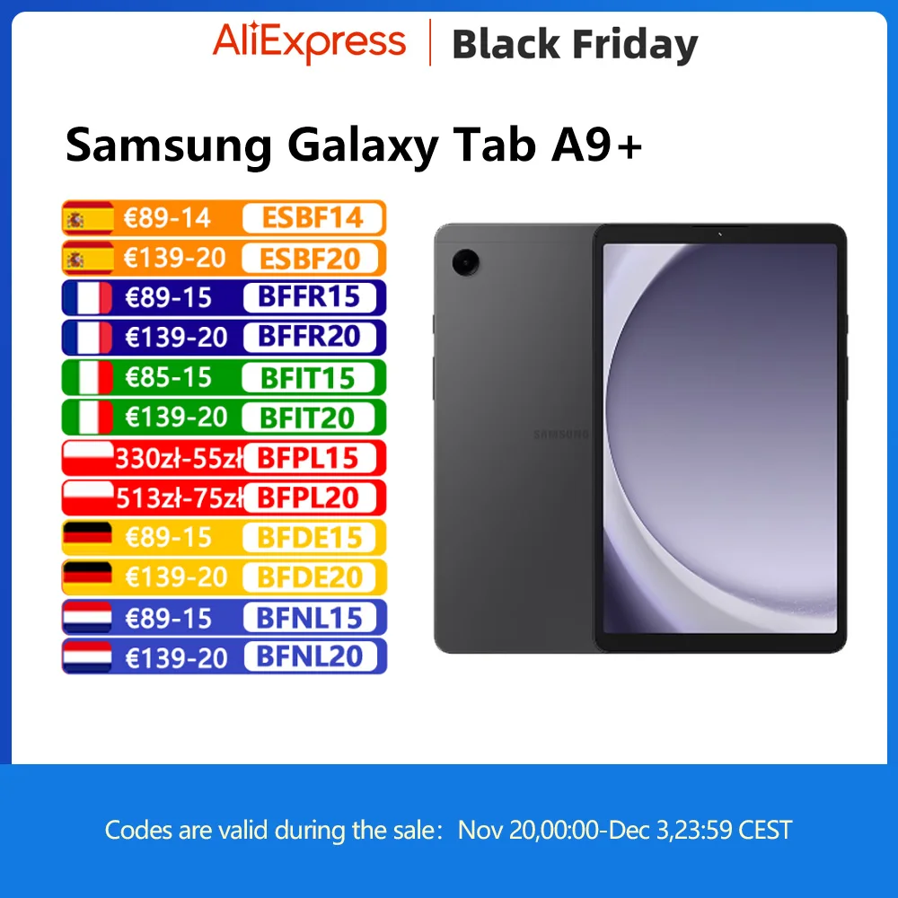 Samsung Galaxy Tab A9+ WI-FI, Tablette, Octa-Core, Appareil photo 8 MP, 11 pouces, Batterie 7040 mAh Samsung Galaxy Tab A9+ WI-FI, Tablette, Octa-Core, Appareil photo 8 MP, 11 pouces, Batterie 7040 mAh