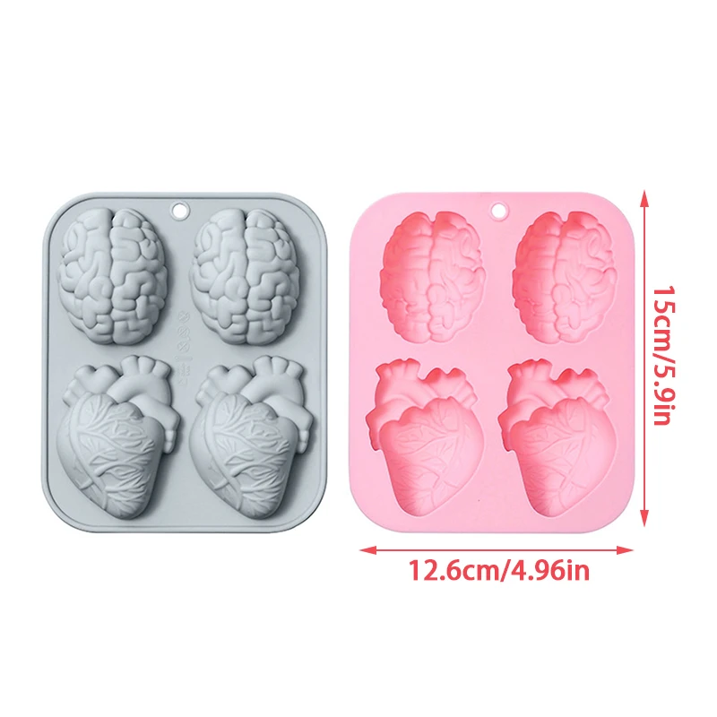 1 pz blu rosa cervello cuore stampo in silicone stampi per fondente cervello per uso alimentare cottura fai da te torta Bakeware