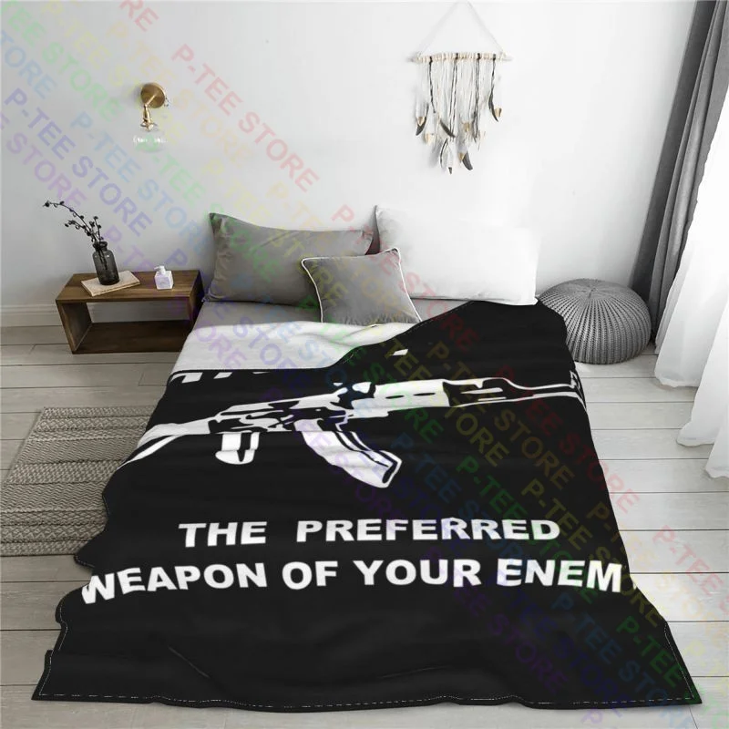 Ak-47 Preferred Weapon Your Enemy Logo Blanket Thick New Style Microfiber Faux Fur Throw Home Decotation