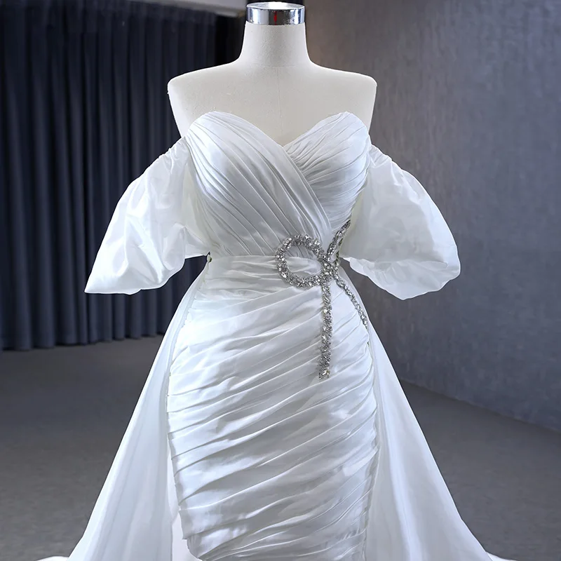 Robe de mariée en organza pour femme, magnifique robe sirène, robe blanche chérie, cristal, RSM222187