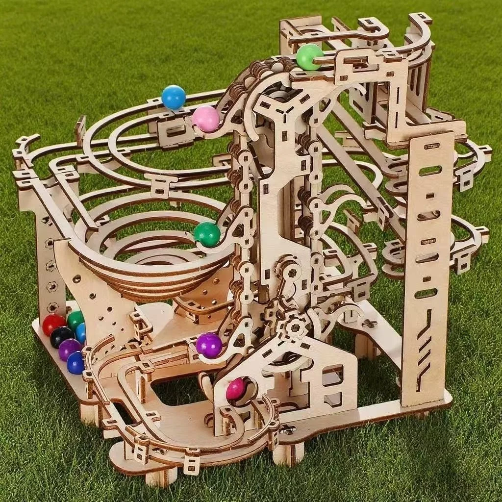 3D Wooden Puzzle] 3D Wooden Marble Run Model Kits Teaser Puzzle DIY Handmade Christmas Gift