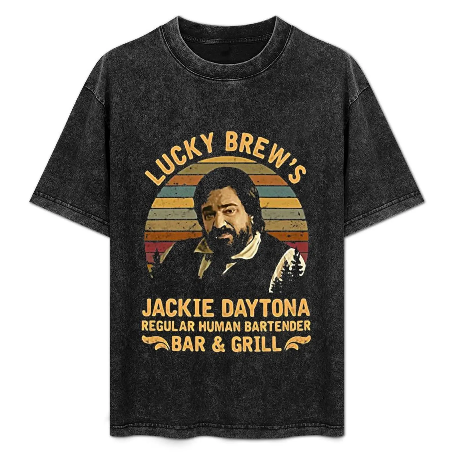 

Lucky brew jackie - Bar and Grill vintage design T-Shirt Urban Style Casual Short Sleeve Top