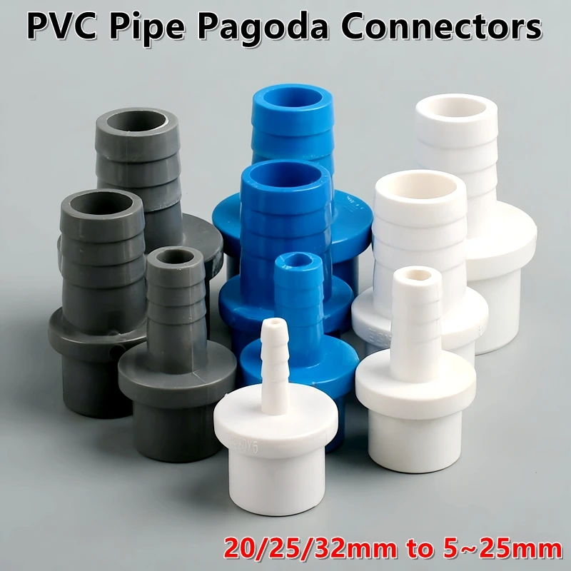 1~15PCS 20/25/32mm to 5~25mm PVC Pipe Pagoda Connectors Garden Irrigation Soft Hose Joints Adapter Aquarium Fish Tank Fittings