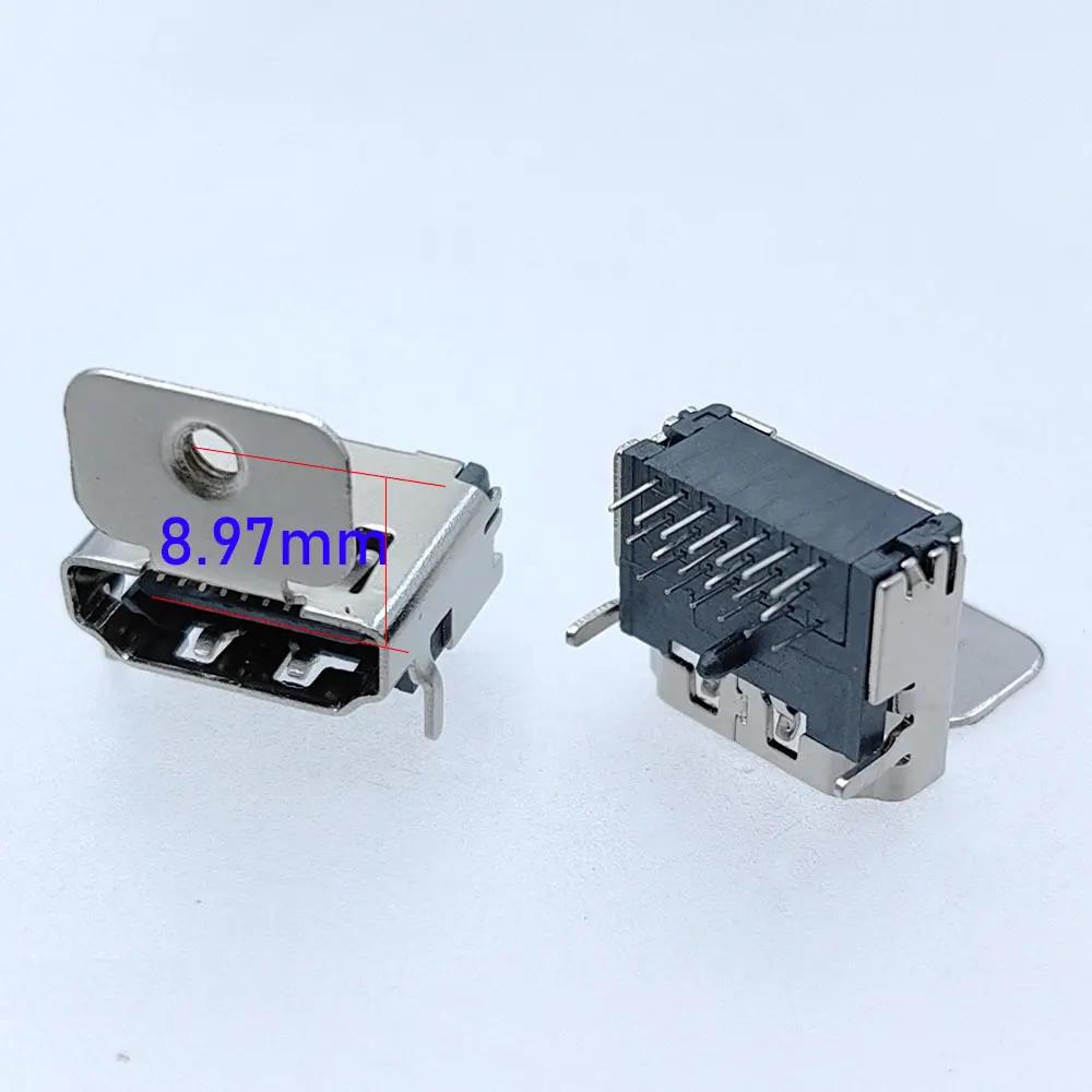 19Pin HDMI-Compatible Female Socket Interface Connector 90 Degree With Screw Hole Fixed Screw Holes HDMI Plug