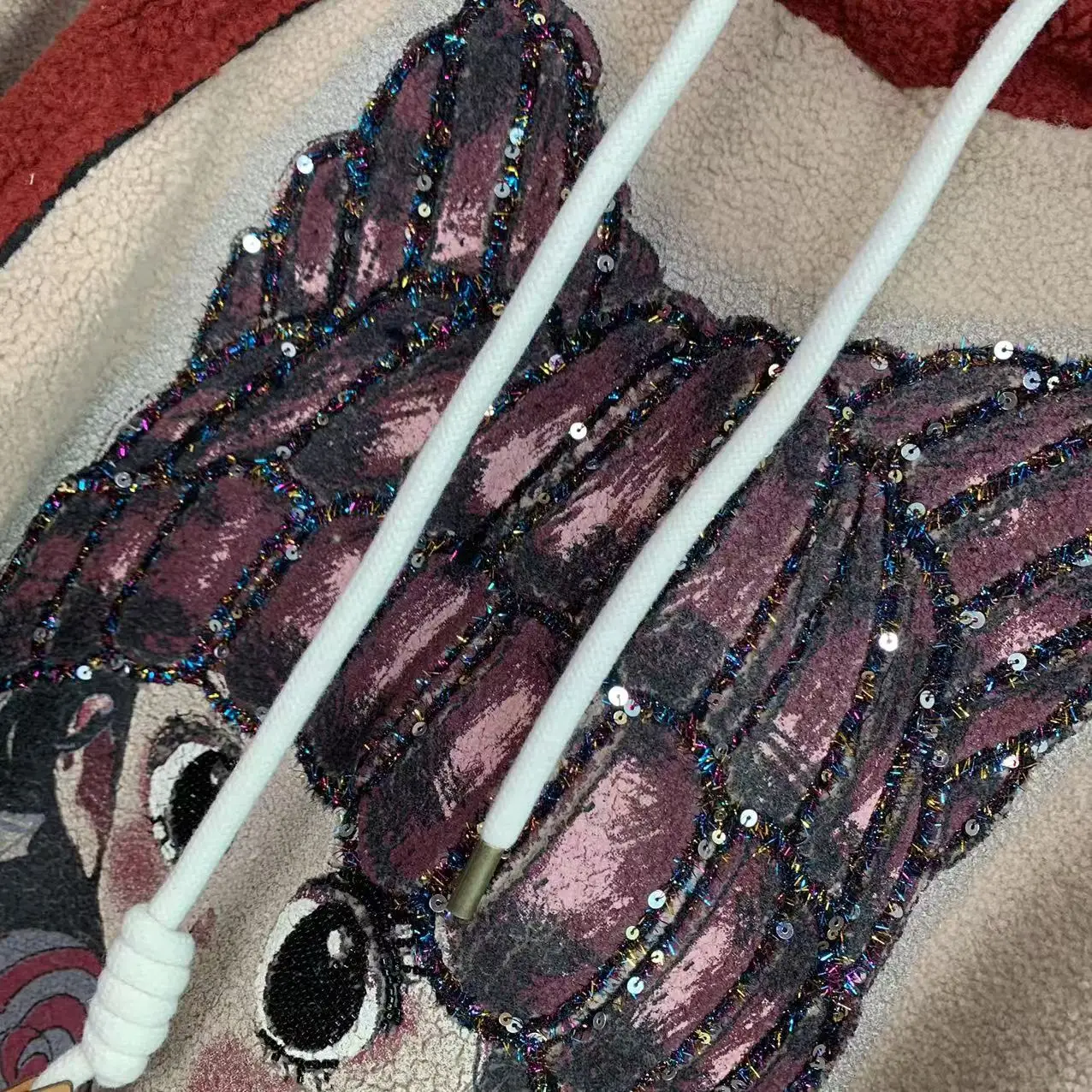 Trendy Brand Autumn Winter Fashion Cartoon Girl Furry Loose Oversized Long Sleeve Hooded Sweatshirt Jacket Top for Women