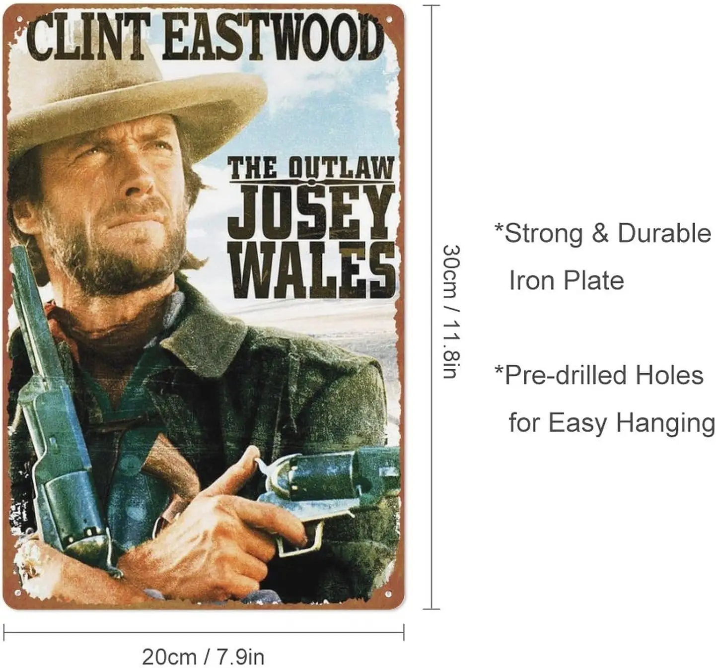 The Outlaw Josey Wales Tin Sign Decoration Vintage Metal Movie Poster Signs Wall Decor 8x12 Inch