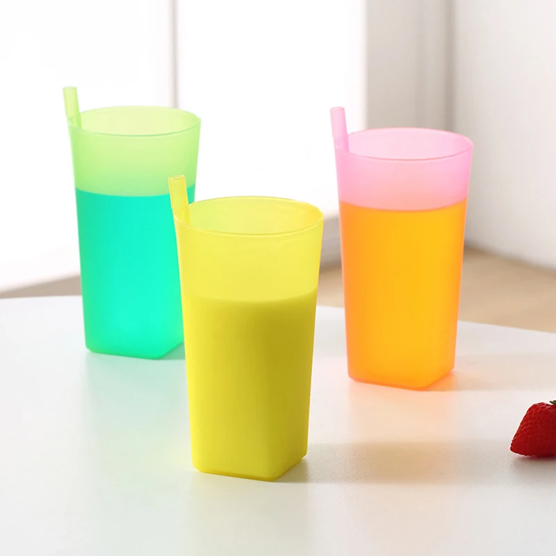 Straw Cup Children Infant Baby Sip Cup With Built In Straw Mug Drink Food-grade Plastic Integrated Kids Water Bottle 2025