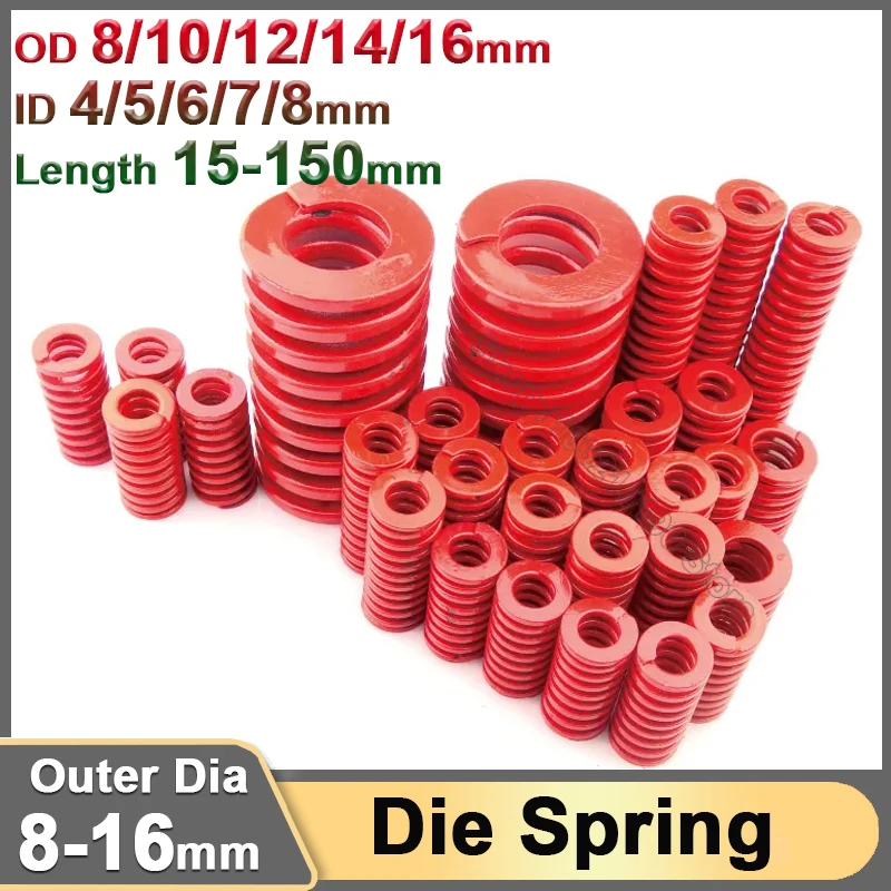 

Medium Load Die Mold Spring Red Spiral Stamping Compression Mould Spring For Rear Trunk OD 8 10 12 14 16mm Length 15/20/25-150mm