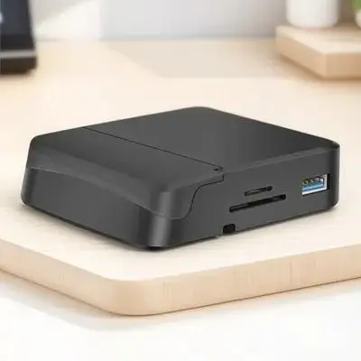 8-in-1 USB-C Hub Adapter Multi Ports Splitter with Built-in Phone Holder for Fast Charging and Data Sync Stable Performance