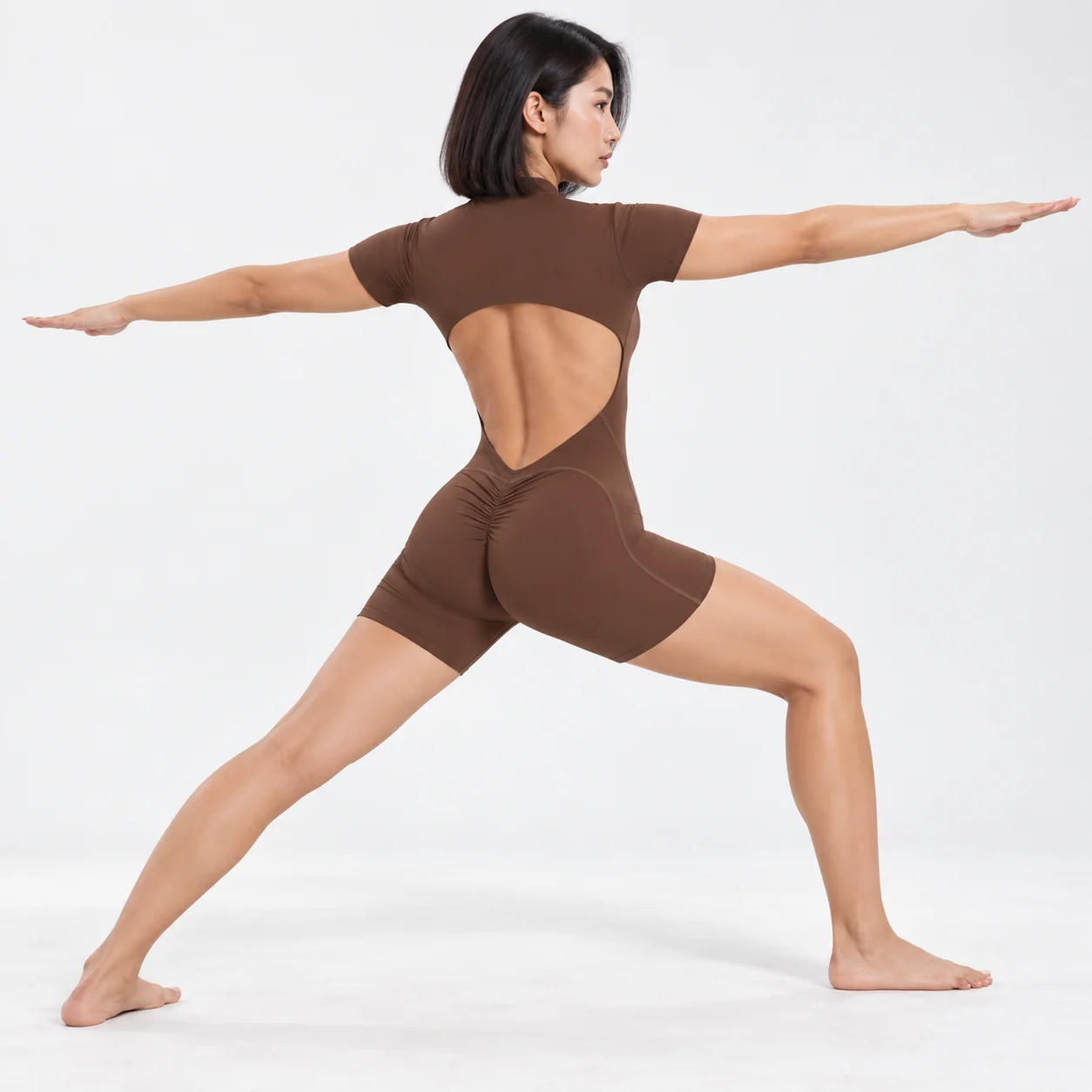 Women's Seamless Yoga Jumpsuits Sports Fitness Zipper Open Back Breathable One-Piece Bodysuits for Gym Running Fitness Workout
