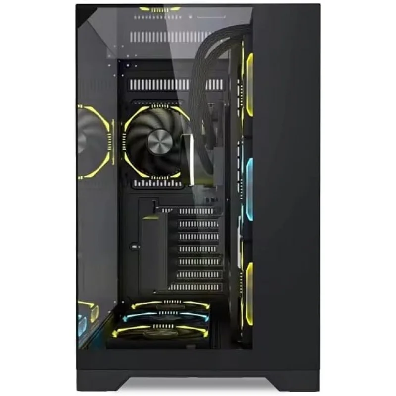 GAMING O11 Vision Caja compacta para PC ATX Mid Tower de acero inoxidable negro con soporte trasero de contacto - O11VPX Caja negra para PC