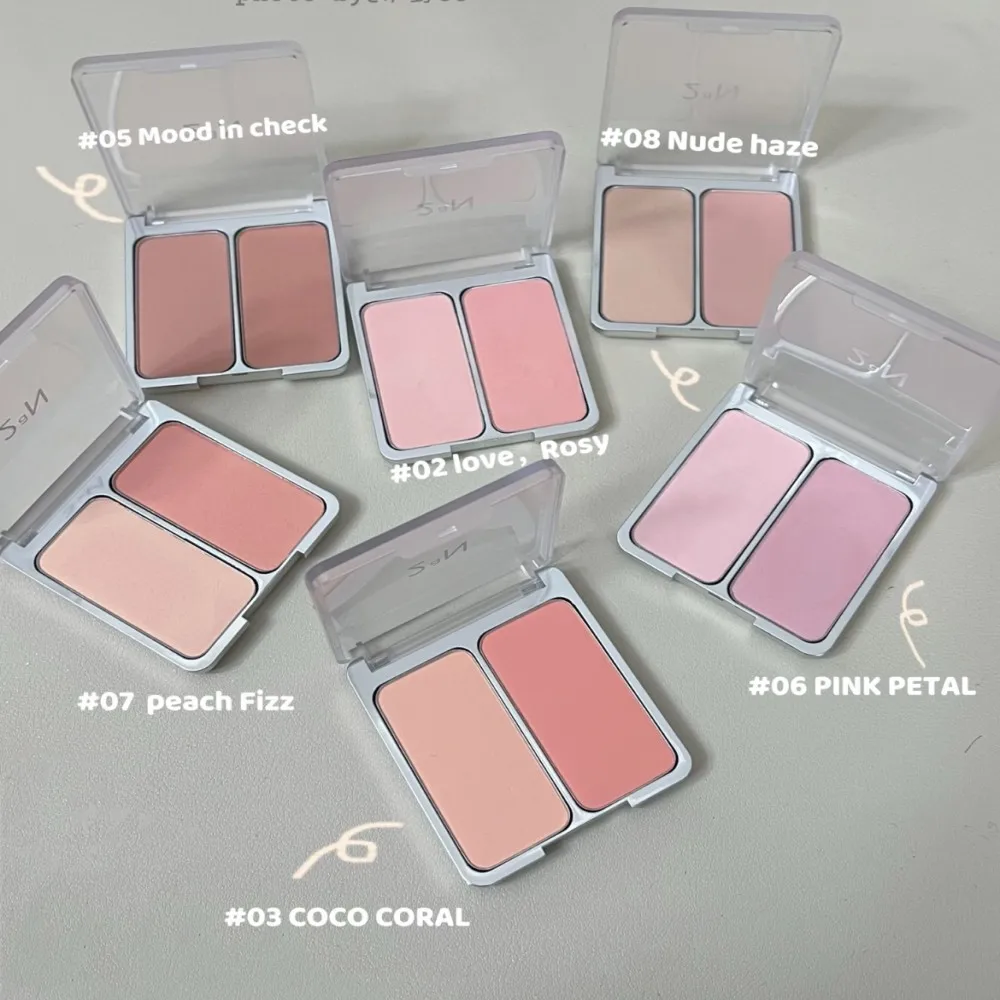 2aN Coreano Fard Naturale Opaco Bicolore Rosa Fard a Bassa Saturazione Piatto Restringente E Espandibile Illuminante Fard Trucco