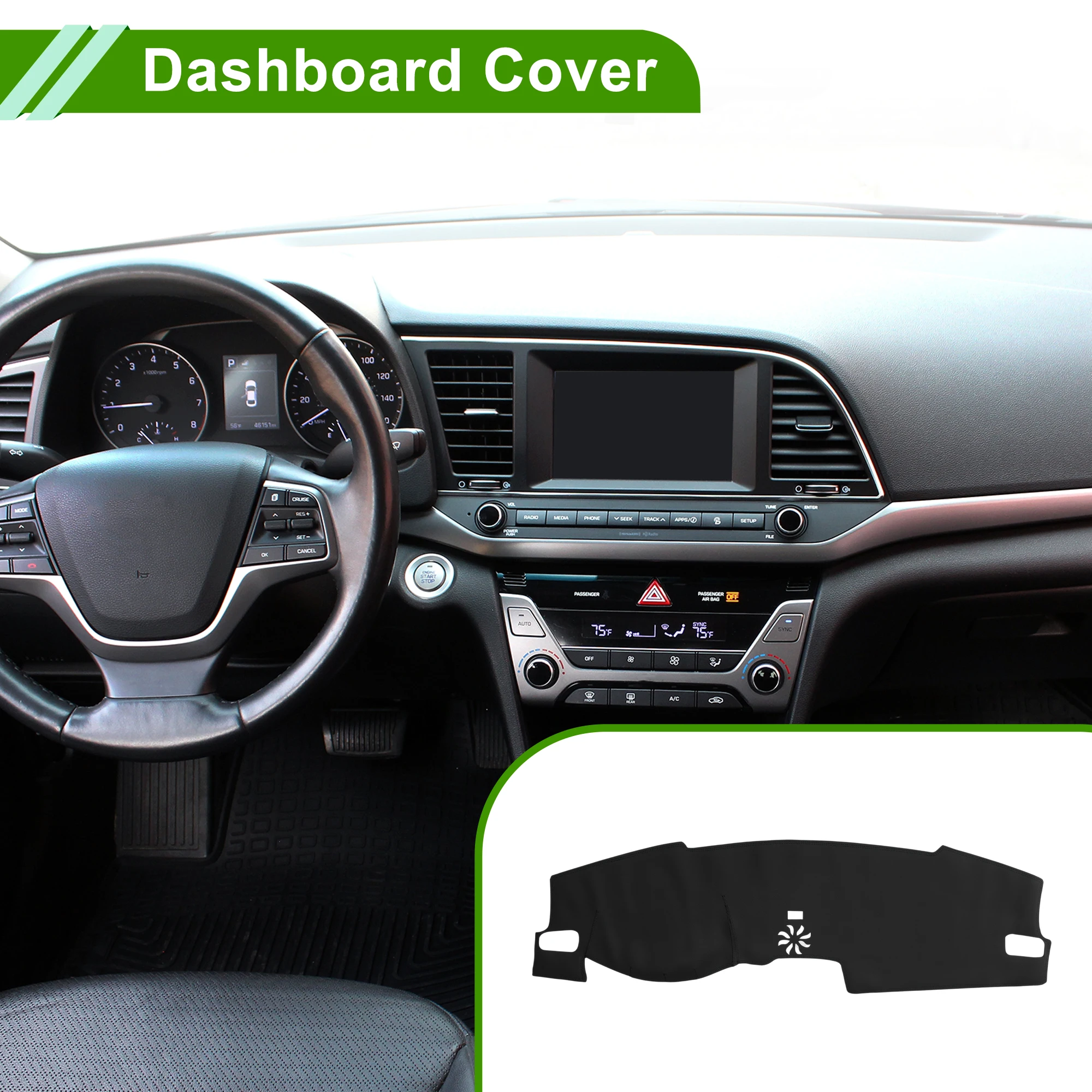 

UXCELL Dash Cover for Honda Civic 22-25 No Hud Dashboard Cover Car Interior Anti-Slip Anti Dust Leather Black Black Line