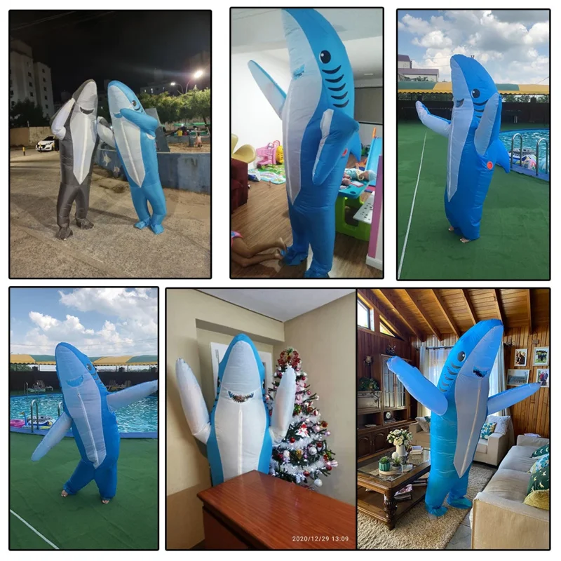 2025 Nuevos disfraces inflables de tiburón azul para adultos, disfraz de anime para Halloween, peces marinos, tiburón gris, M ★ ★ ★ hh