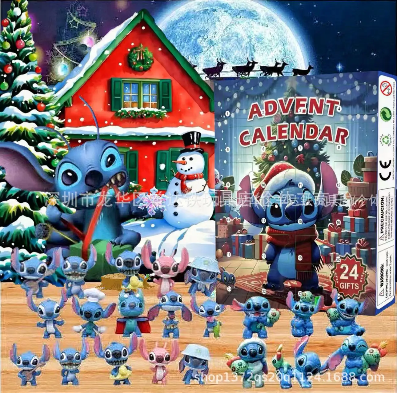 Disney Stitch Christmas Advent Calendar Toys 24 Day Reward Countdown Anime Statue Juguetes Surprise Figurines Gift for Children