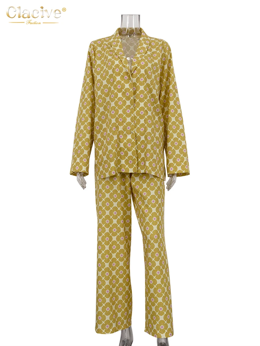 Elegant Women's Two-Piece Set: Long Sleeve Blouse & High-Waist Pants