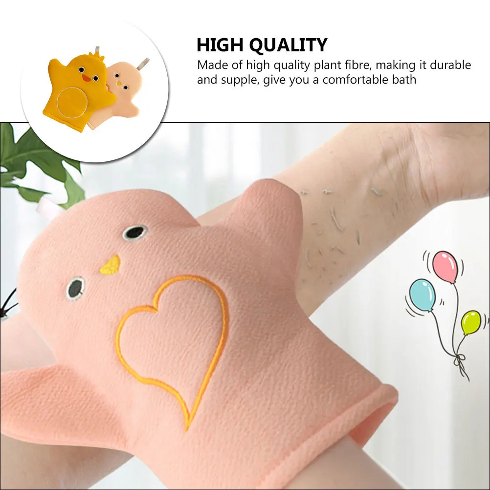 2 قطعة قفازات حمام الألياف النباتية الكرتون تصميم المضادة للانزلاق قابلة لإعادة الاستخدام لجميع أنواع البشرة قفاز مريح امتصاص الماء الاستحمام المنزلي #4