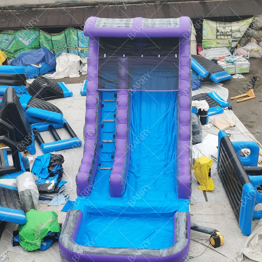 

Commercial Rental Custom Water Slide Inflatable Water Park for Parties Double Waterway Inflatable Slide With Pool