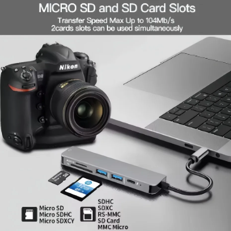 5/7/8 in 1 Type-C Docking Station USB C Hub Mutiport Adapter USB3.0 PD Charging SD TF Card Reader For Laptop Macbook Notebook