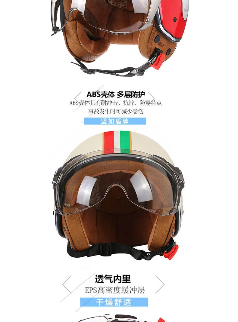 Neue Open Face 3/4 Motorrad Helm Retro Motorrad Helme Vintage Chopper Capacete De Moto Bike Roller Mit Für Männer Frauen DOT – Detail 2