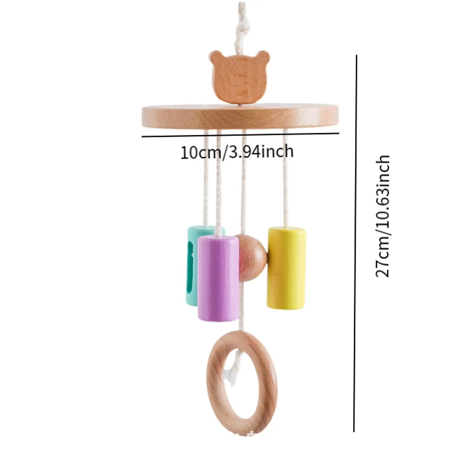 Wooden Baby Crib Mobile Developmental Toys Cute Hanging Bed Bell Toy Nursery Decoration Nursery Mobile for Baby Girls Boys Kids