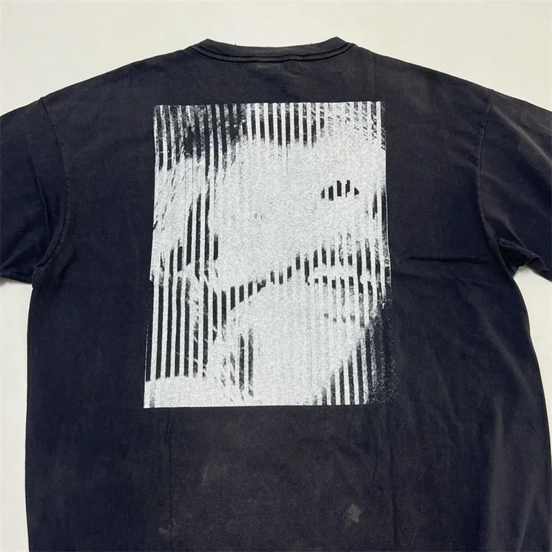 25SS Jesus Print SAINT MICHAEL Pure Cotton Short Sleeves Men Women 1:1 Best Quality Washed Retro Tops Tee T-shirt