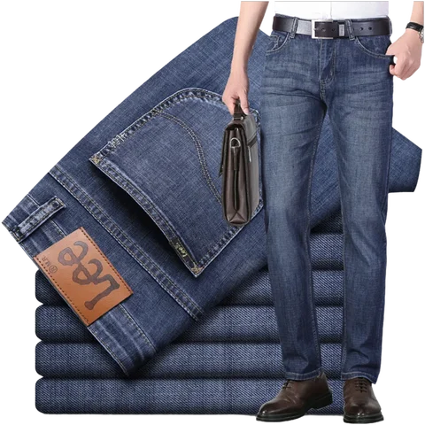 Lee Dex Jeans Men's Straight-leg Loose-fit Spring Summer Thin Elastic Business Casual New High-end Denim Trousers