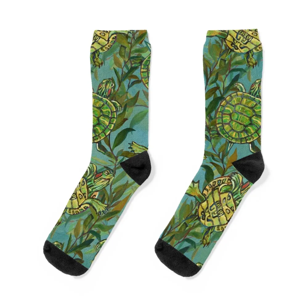 Slider Turtle Pattern Numero Uno by Robert Phelps Socks Toe sports sports and leisure valentine gift ideas Men's Socks Women's