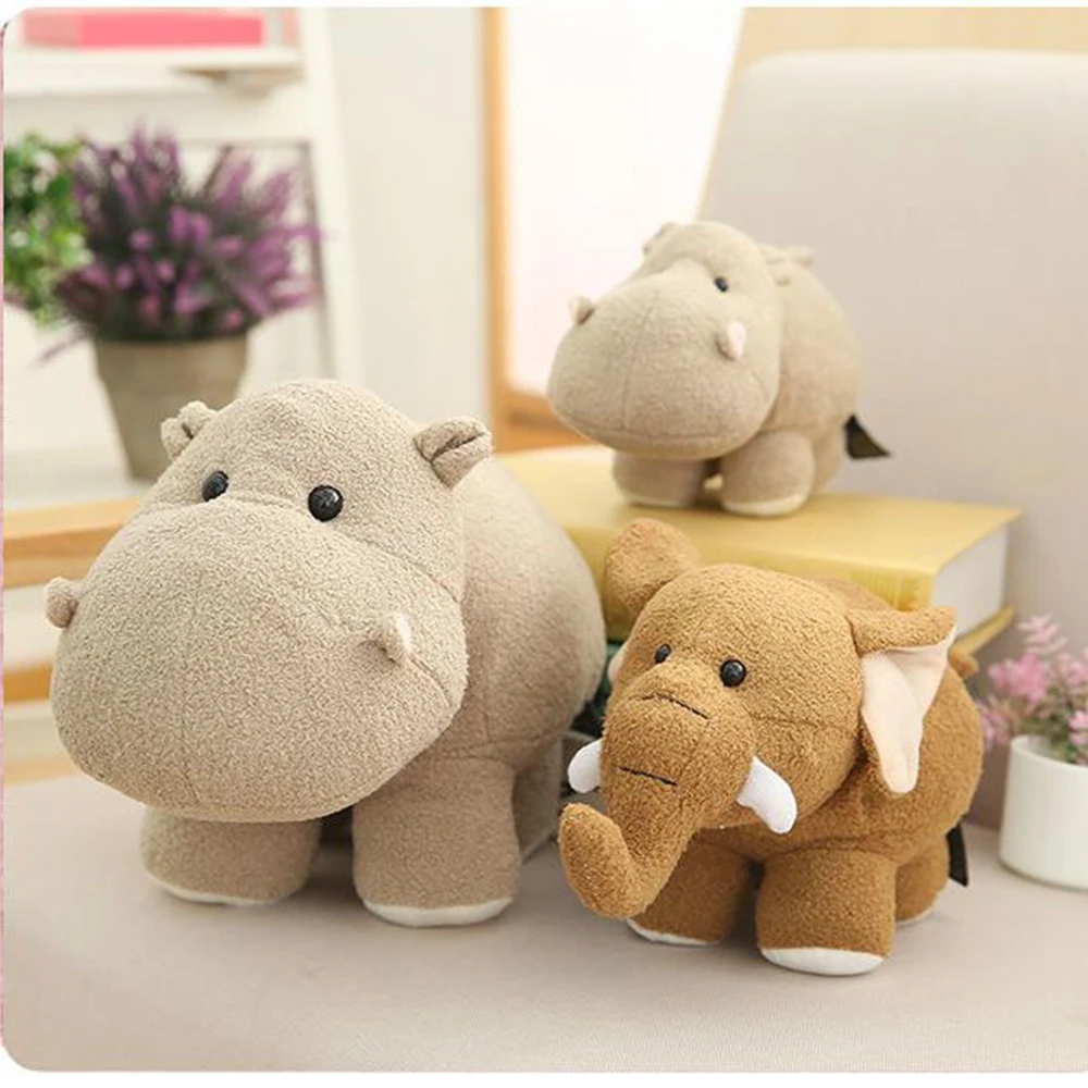 20CM Cartoon Cute Hippo Elephant Action Figure Fo Accompany Sleeping Doll Plush Toy Small Rag Doll Children's Birthday Gift