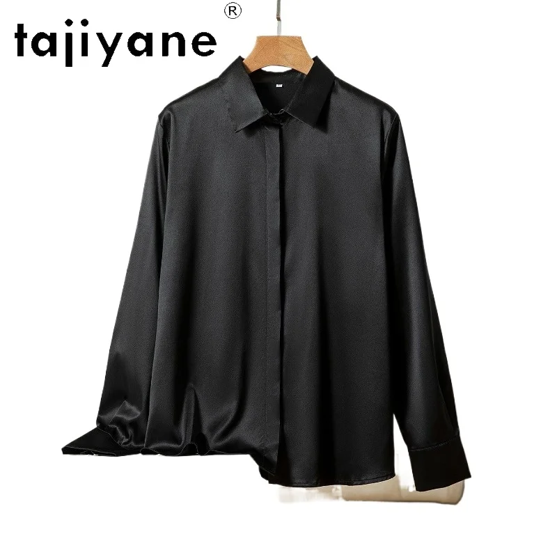 

TAJIYANE 93% Mulberry Silk Shirt Woman Classic Black Long Sleeves Blouse New Ladies Tops 2026 Premium Spring Clothes Women زارا