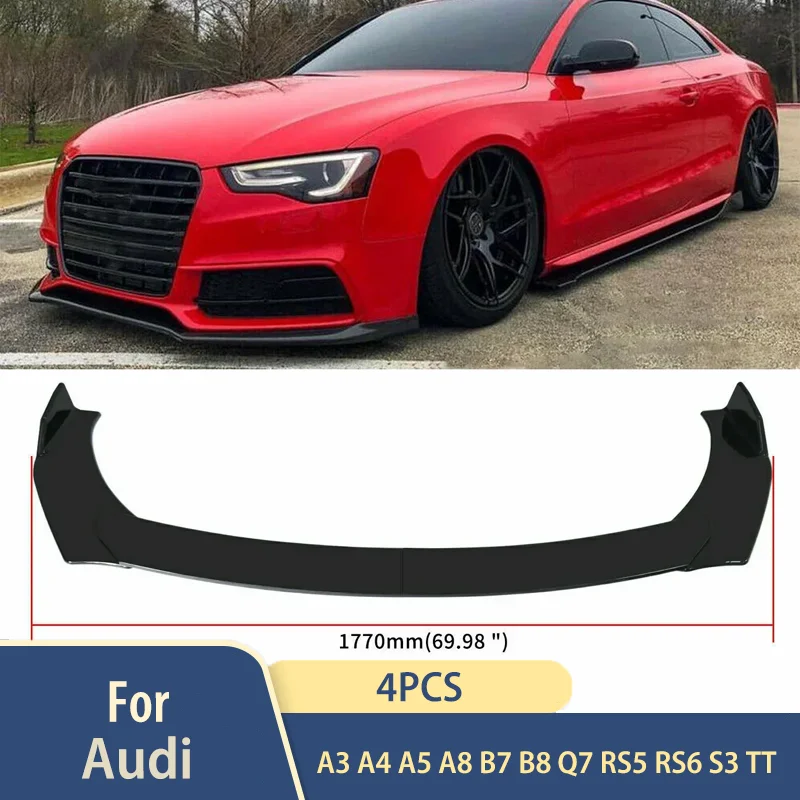 

For Audi A3 A4 A5 A8 B7 B8 Q7 RS5 RS6 S3 TT Car Accessories 4PCS Front Bumper Lip Spoiler Side Splitter Chin Body Kit