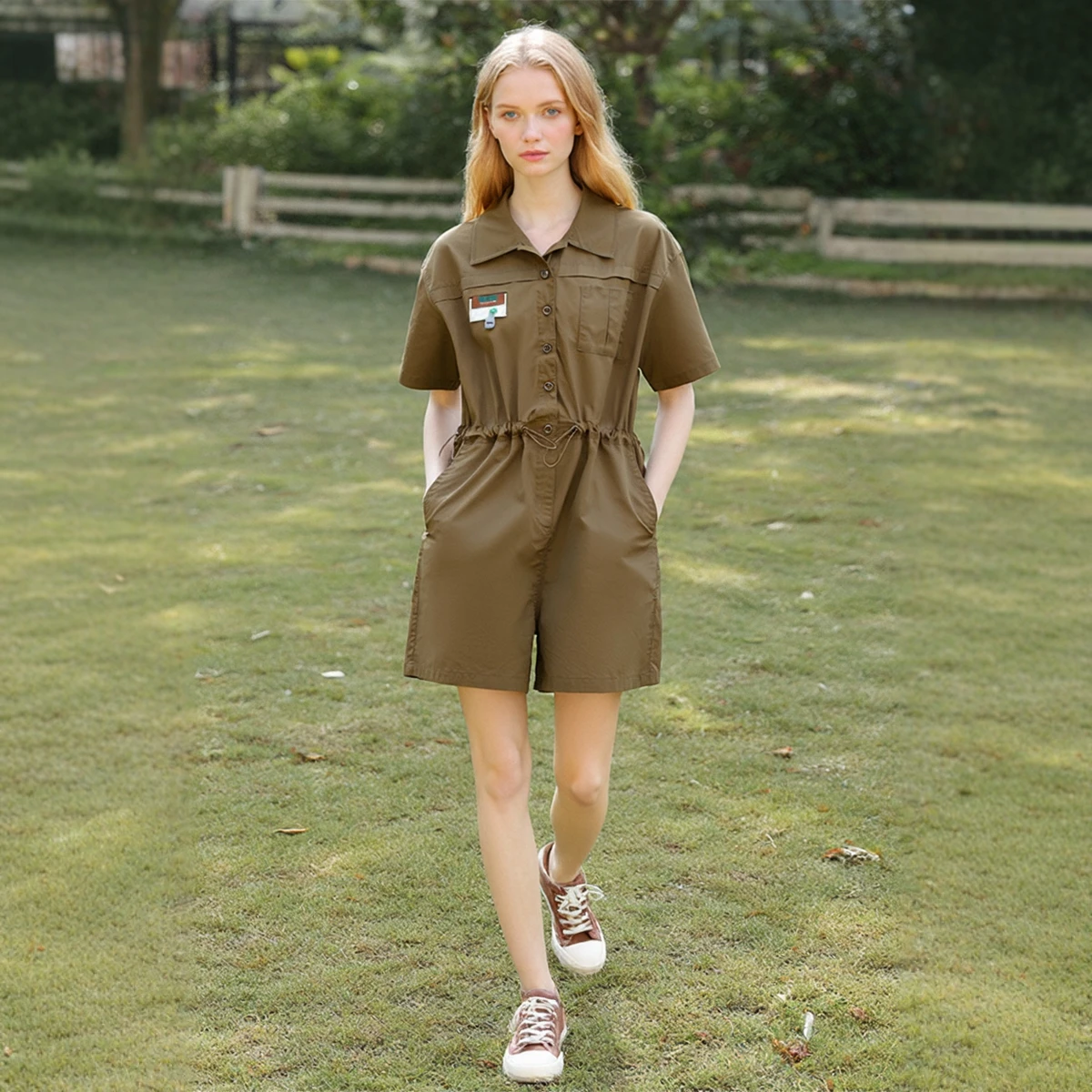 

Slimming ort Sve Suit Korean Sle Women's Casual Pure Color Waist Cinched Summer Faion Fem Rer