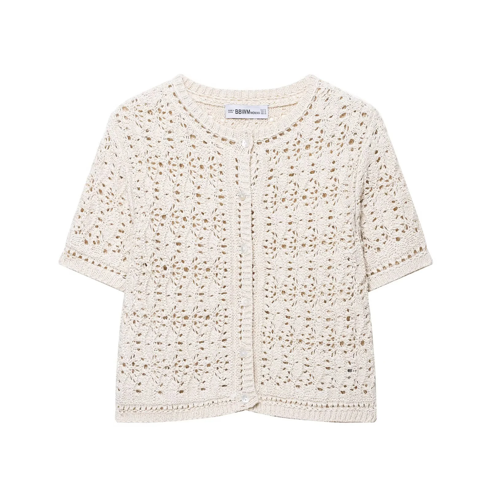 

Осенняя новая женская одежда, модная вязаная куртка с круглым вырезом и короткими рукавами в европейском и американском стиле