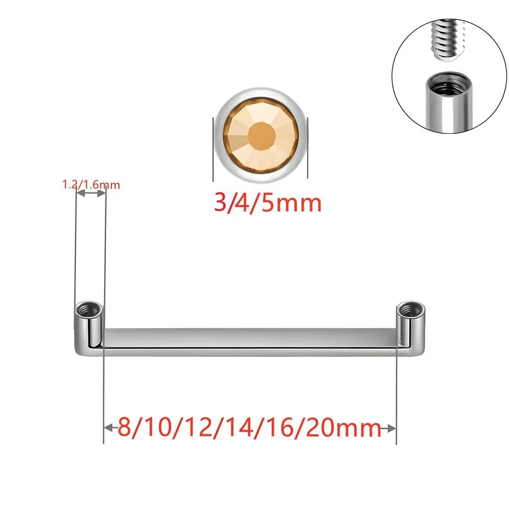 ASTM F136 Titanium Dermal Anchor Top Round CZ Base Piercing Surface Diver 16G 1.2mm  Skin Implant Body Jewelry Bulk Lot