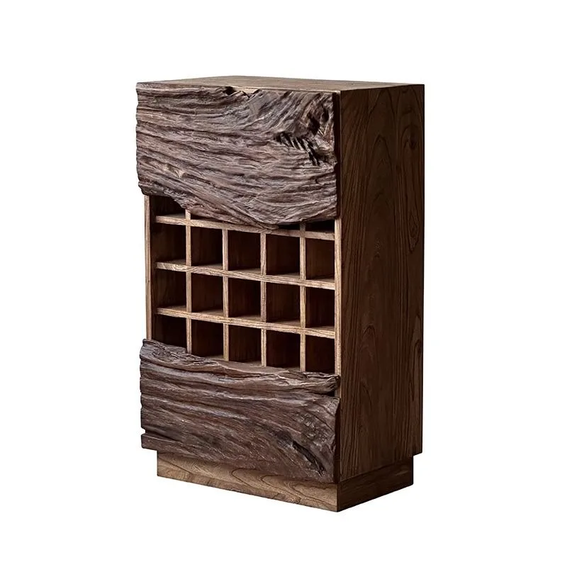 

Retro Zen, storage and storage, log display wabi-sabi, solid wood teacup holder, wine cabinet old elm, side cabinet