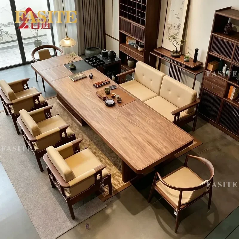 For North American Black Walnut Tea Table Song Style Aesthetics High End Solid Wood Living Room Furniture