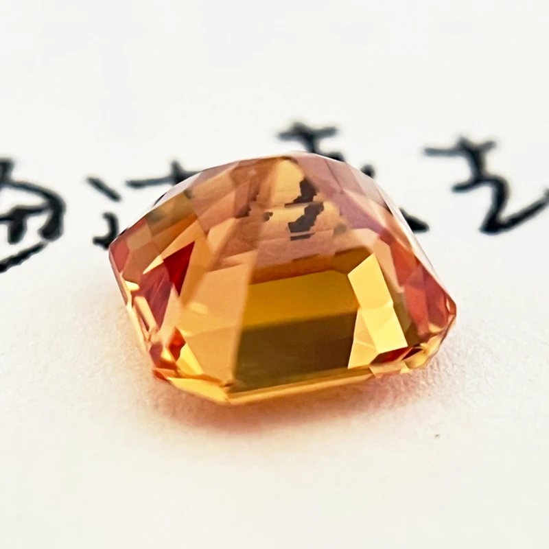 Top Lab Grown Sapphire Orange Square Asscher Cut VVS1 Gemstone Charms DIY for Jewelry Making Material Selectable AGL Certificate