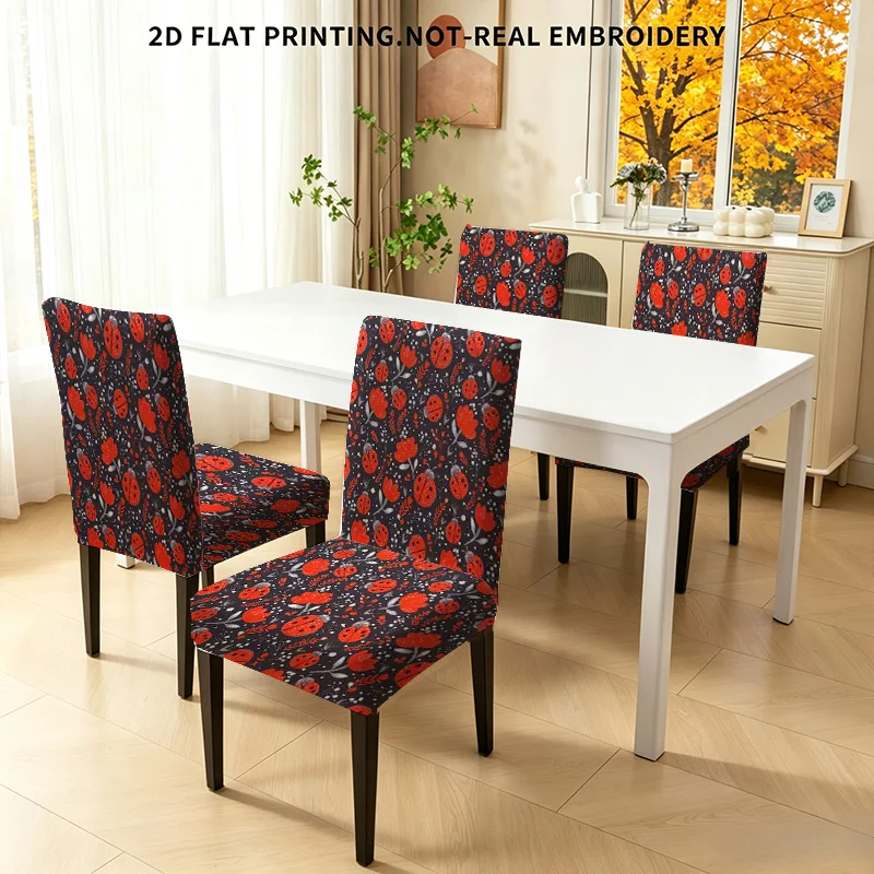 2/4/6 PCS elastic dining chair cover 2D printed colored insects dinosaur floral pattern chair cover home dining room decoration