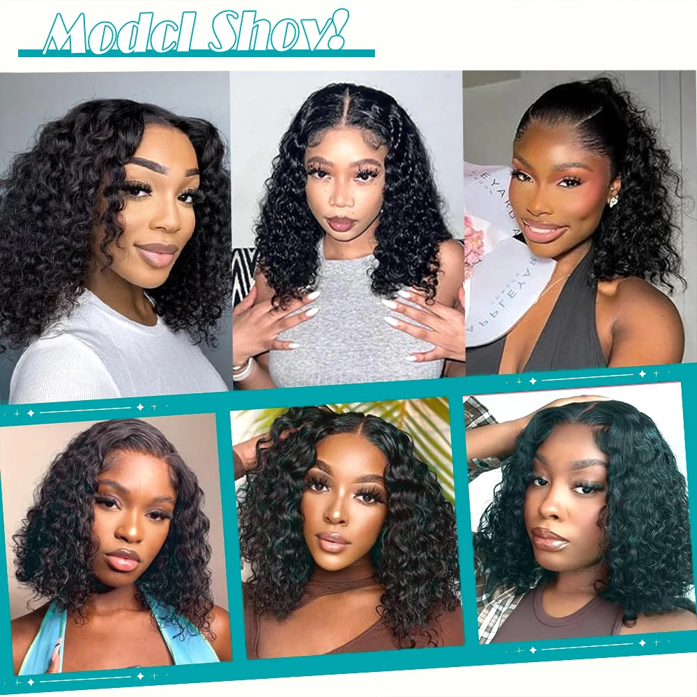 قصيرة بوب شعر مستعار مجعد الدانتيل أمامي خصلات الشعر المستعار الإنسان للنساء موجة عميقة 13x4 الدانتيل شعر مستعار أمامي شعر الإنسان قبل قطعها ريمي شعر مستعار متموج