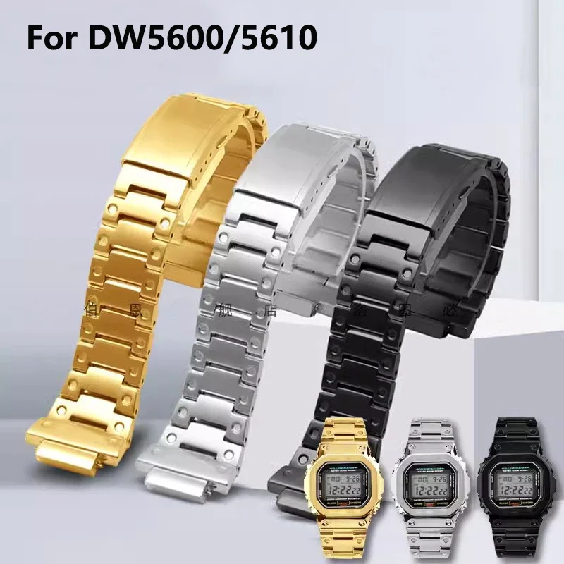 Solid Stainless Steel Watchband for Casio G-Shock GWM5610 DW5600 GW-5000 G-5600 GA2100 GM5600 GM2100 Series Men Watch Strap 16mm