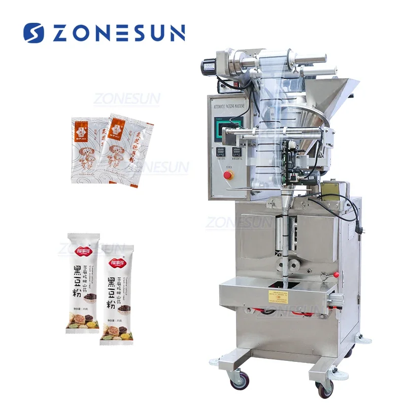 ZONESUN ZS-F100 4 Side Seal Powder Plastic Bag Sachet Filling Sealing Machine Price Automatic Packing Machine