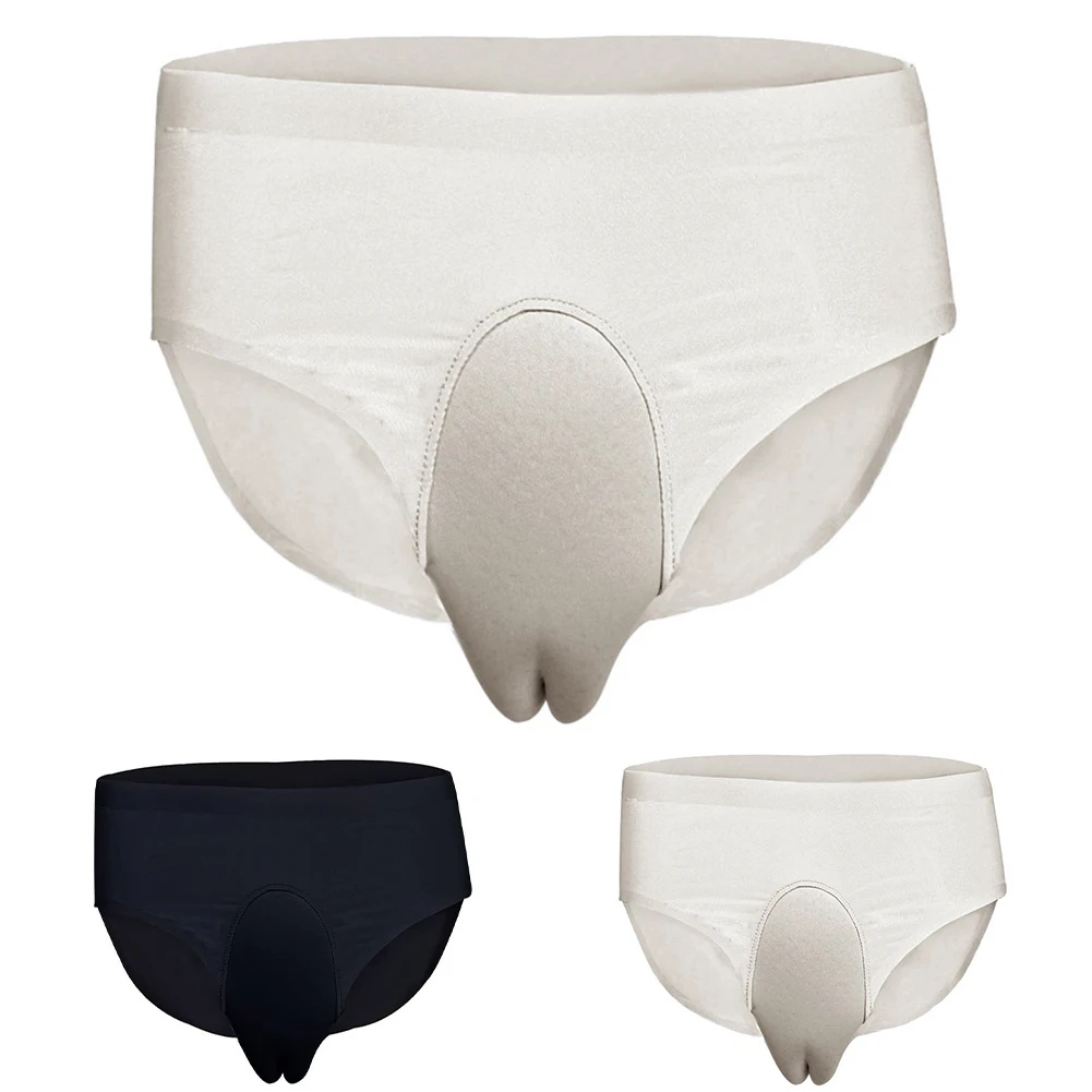 Lingerie camisas roupa interior, calcinha masculina respirável camelo toe calcinha de seda gelo macio gaff escondendo briefs